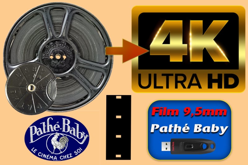  Film Pathé Baby 9,5mm en Ultra Haute Définition 4K sur clé USB